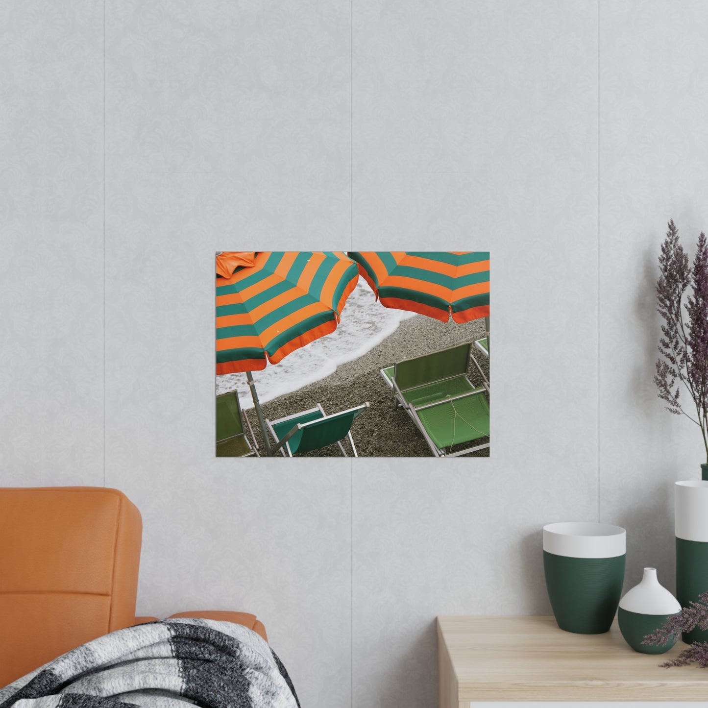 Póster Fotográfico - Sombrillas y Sillas de Playa en Cinque Terre, Italia