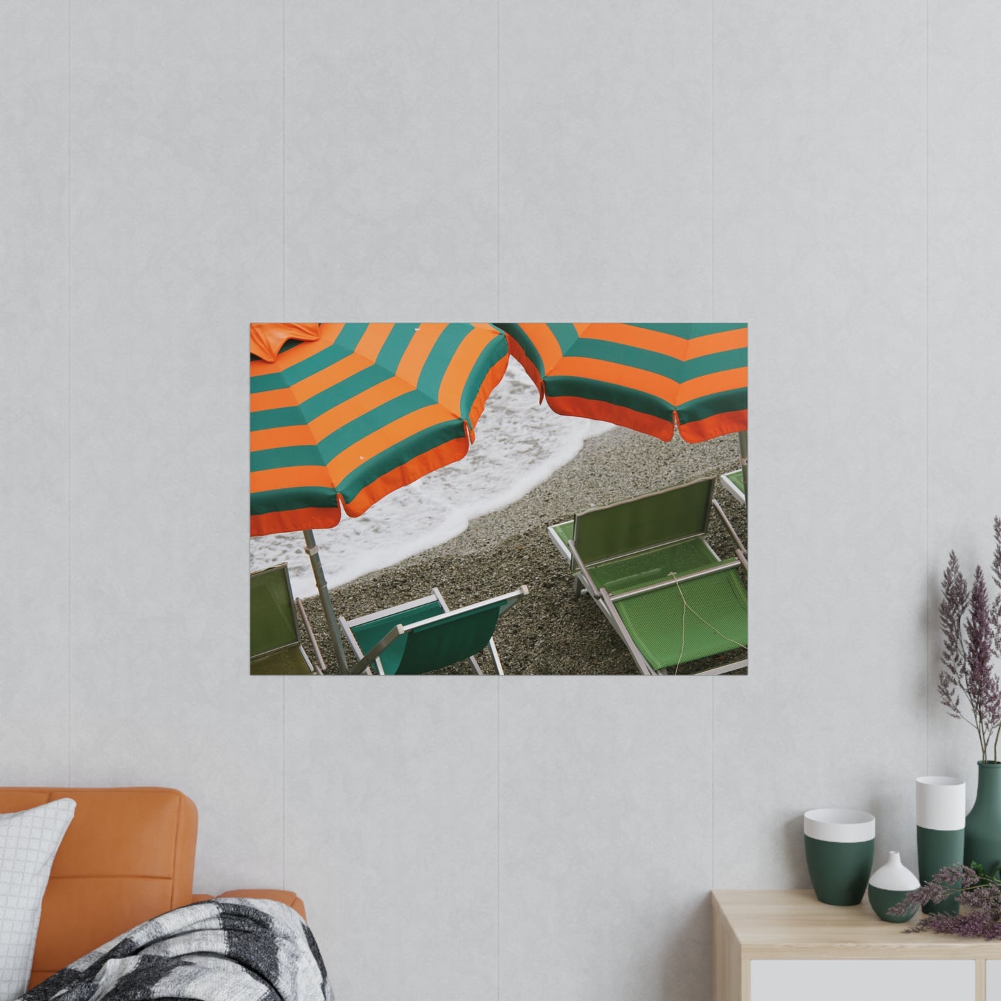 Póster Fotográfico - Sombrillas y Sillas de Playa en Cinque Terre, Italia