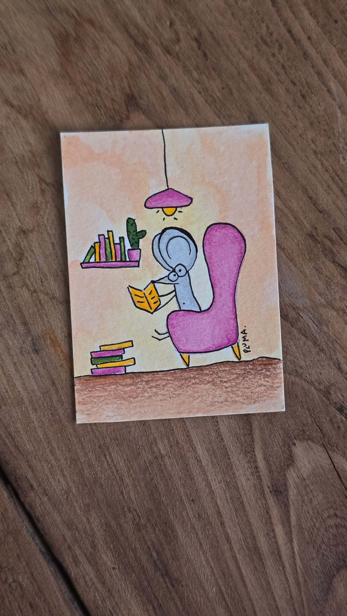 Miniatura Original Acuarela - Ratón de Biblioteca (el verdadero)