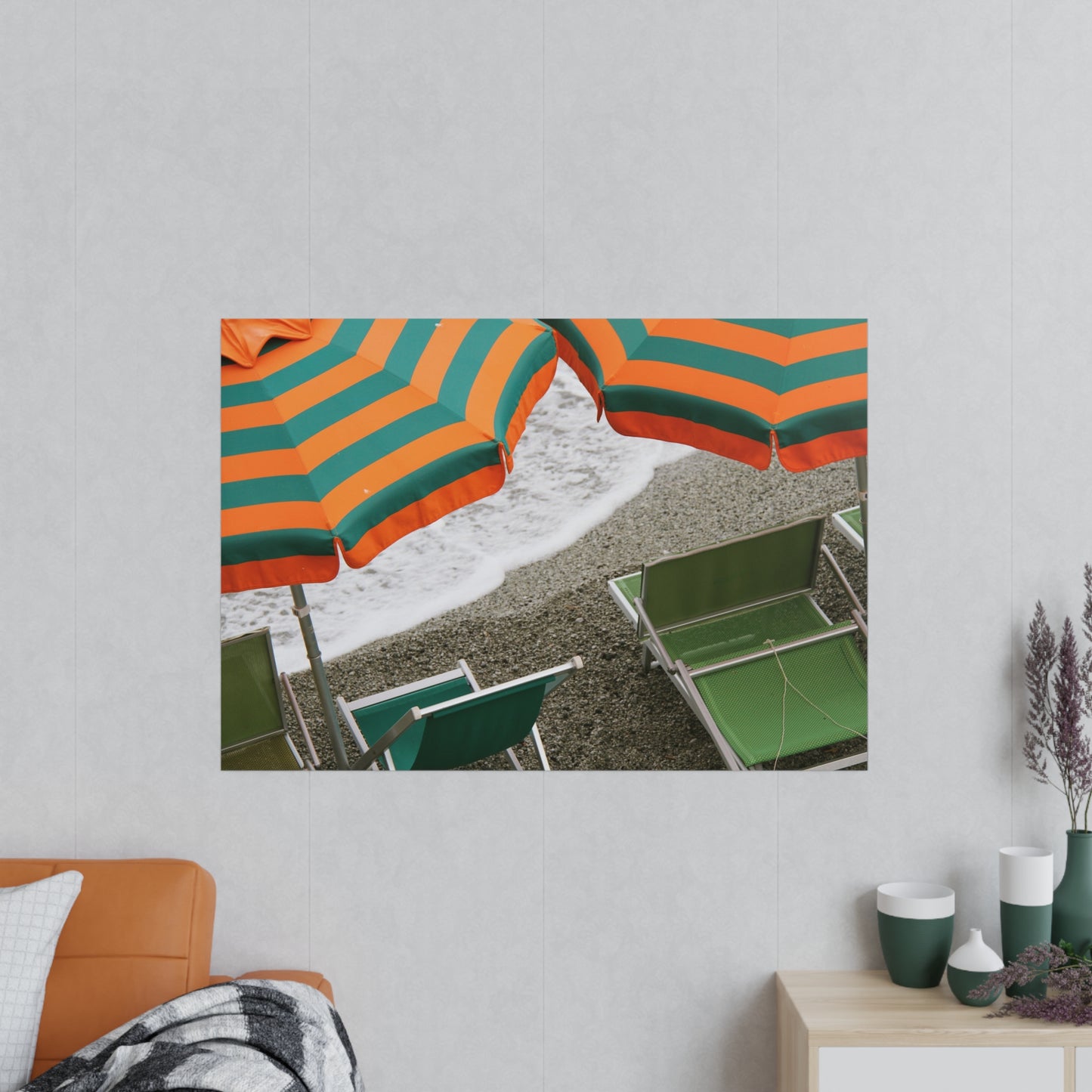 Póster Fotográfico - Sombrillas y Sillas de Playa en Cinque Terre, Italia